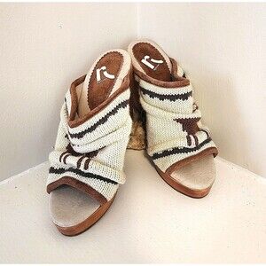 Report Shoe Woman's Knitted Open Toe Platform Mules - Size - 7 1/2.